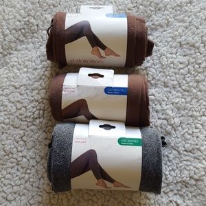 3 pairs of footless leggings - 2 Brown 1char gray